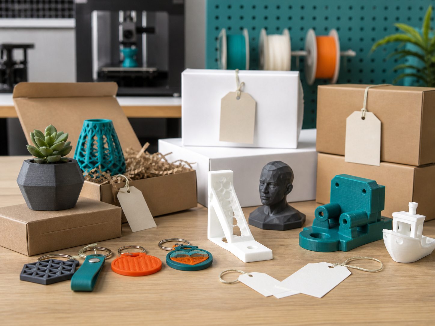 Objets personnalisés et pièces imprimées en 3D prêts à être remis